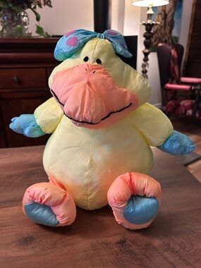 Vintage 1990 Stuffins Lumpy's Gang Yellow Duck Nylon Pufffalump Plush RARE 14"